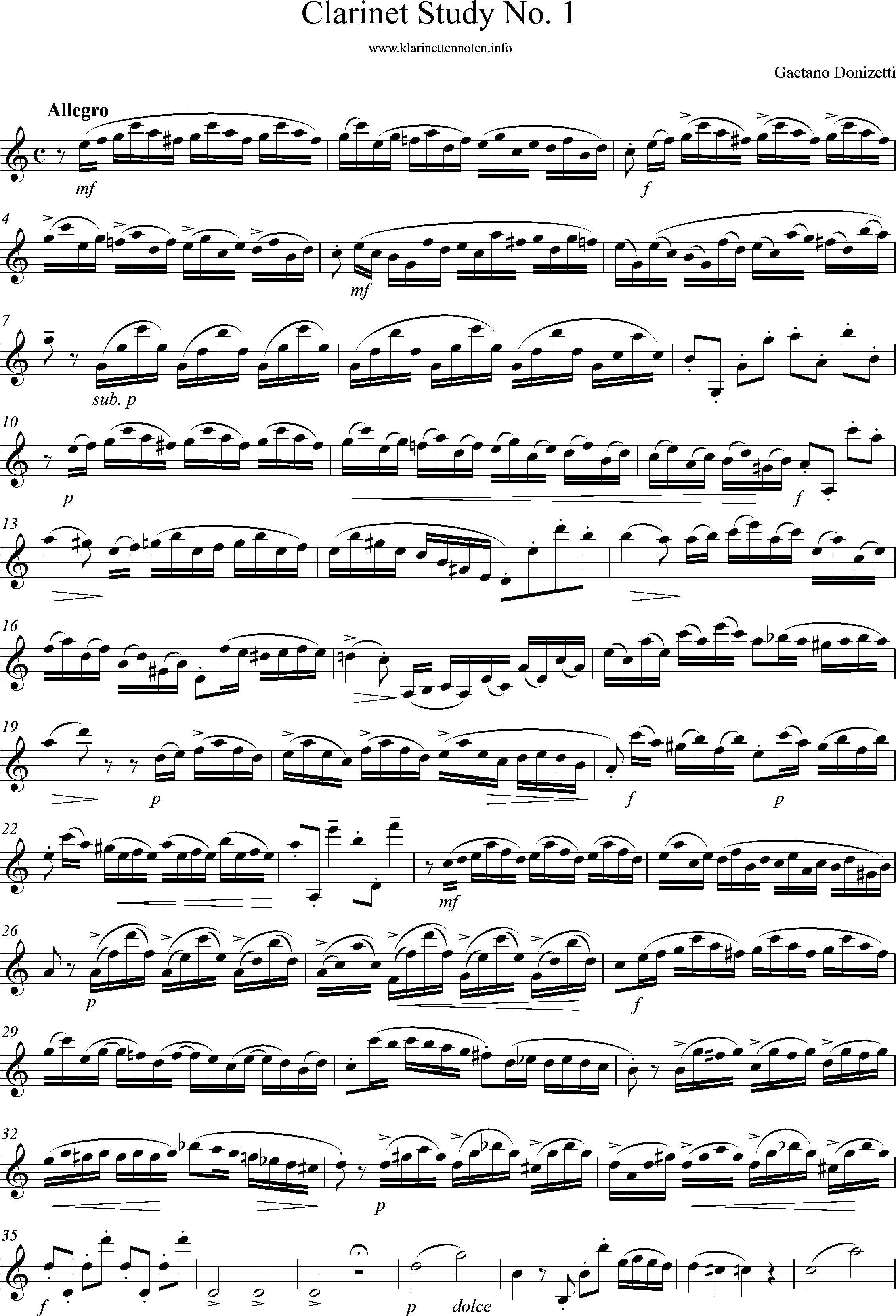 Clarinet Study No 1, Page 1